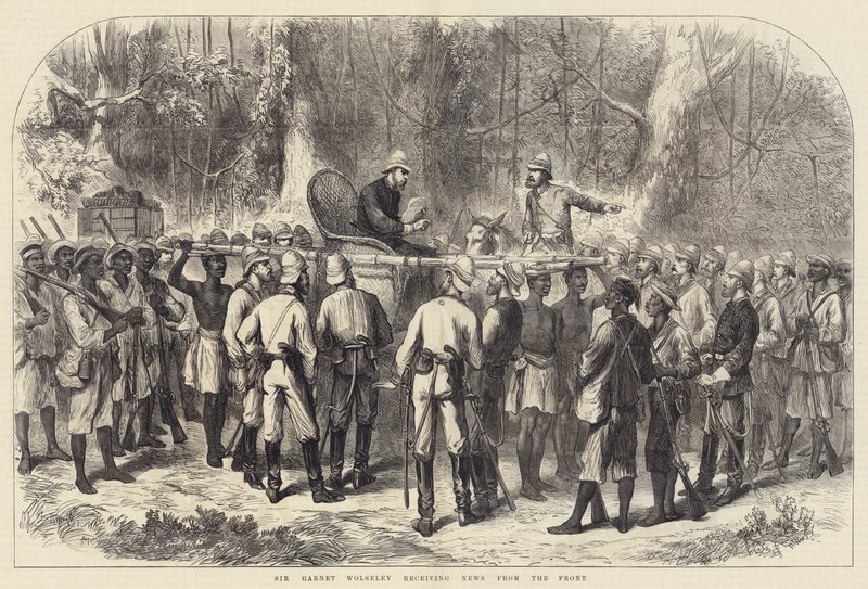 Sir Garnet Wolseley cepheden haber alıyor (gravür) by English School