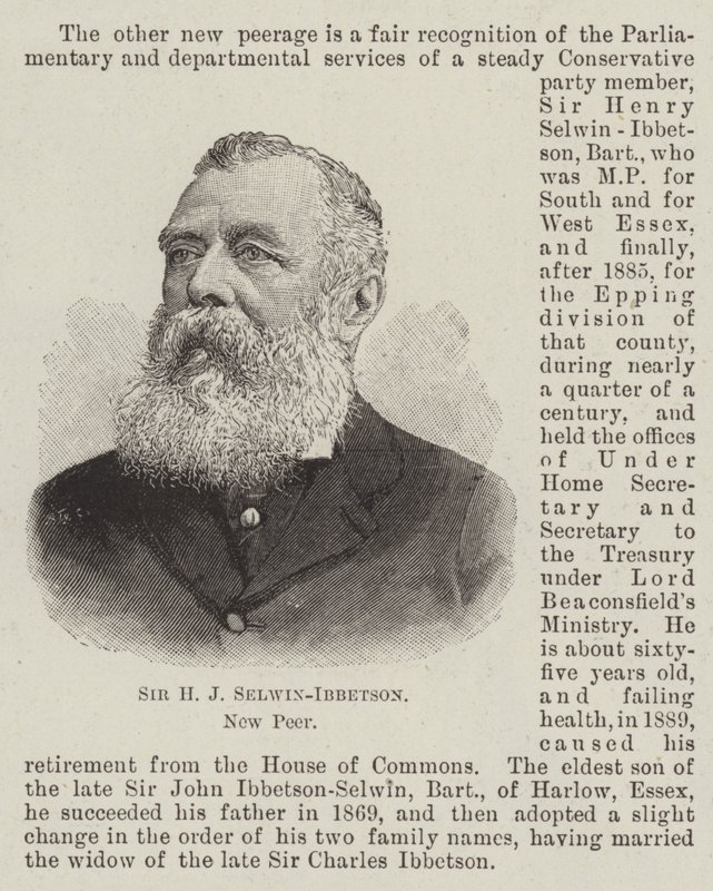 Sir HJ Selwin-Ibbetson, New Peer (gravür) by English School