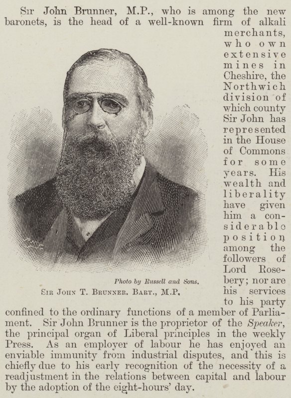 Sir John T Brunner, Baronet, MP (gravür) by English School