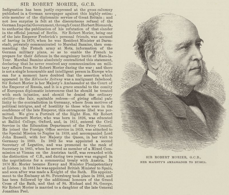 Sir Robert Morier, GCB, Majestelerinin Rusya Büyükelçisi (gravür) by English School