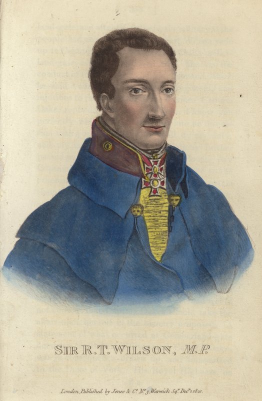 Sir Robert Thomas Wilson, İngiliz askeri ve politikacı (renkli gravür) by English School