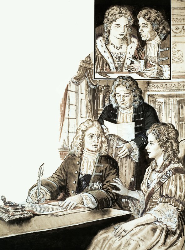 Sir Robert Walpole ve Kral II. George by English School