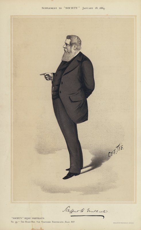 Sir Stafford Northcote, MP (renkli taş) by English School