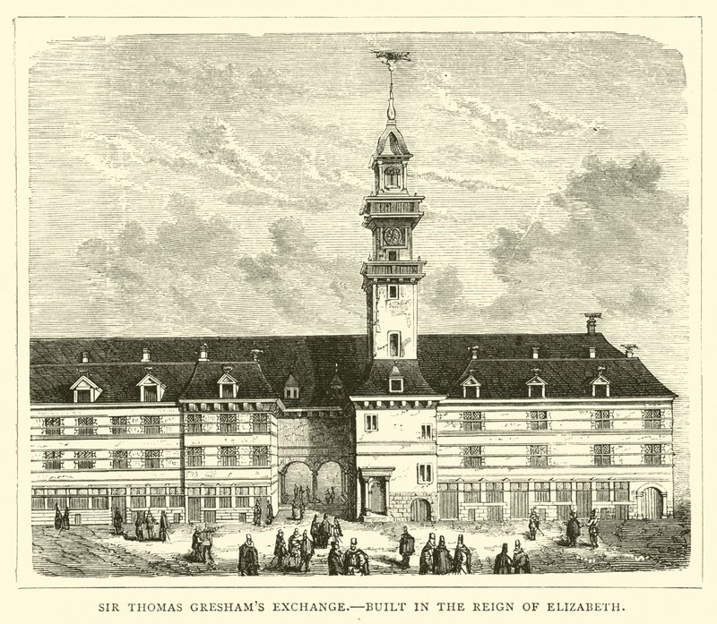 Elizabeth döneminde inşa edilen Sir Thomas Greshams Borsası by English School
