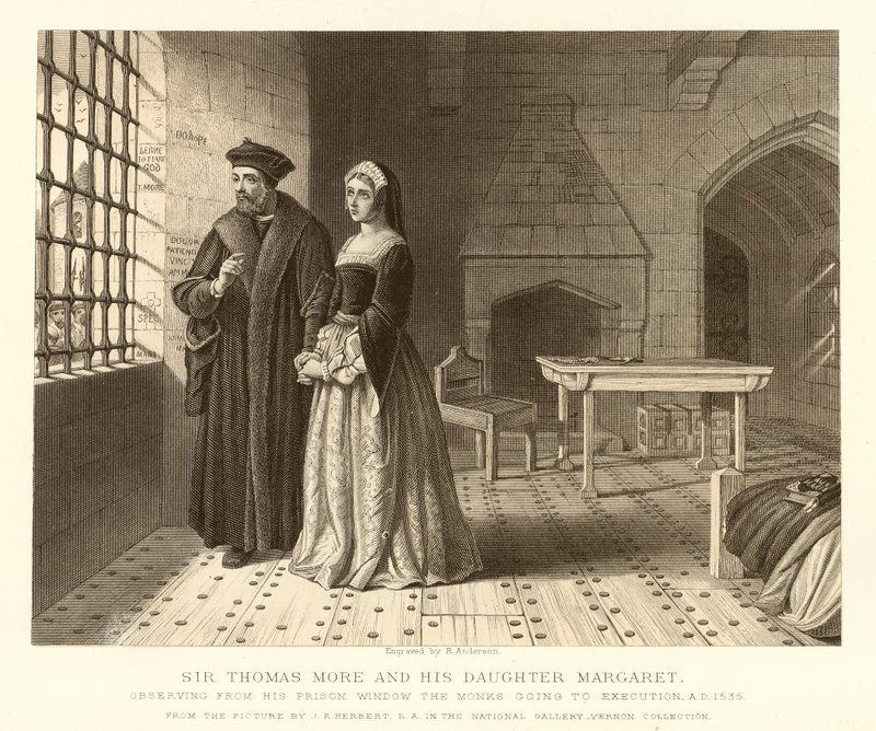 Sir Thomas More ve kızı Margaret by English School