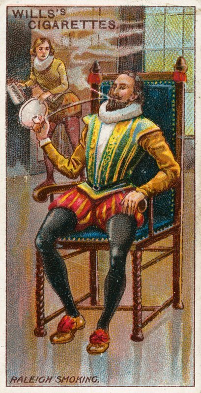 Sir Walter Raleigh sigara içiyor by English School