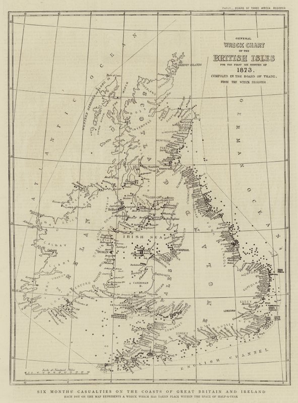 Büyük Britanya ve İrlanda Kıyılarında Altı Aylık Kayıplar (gravür) by English School