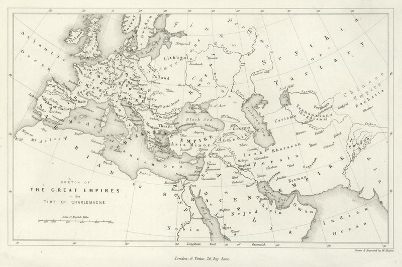 Charlemagne zamanındaki büyük imparatorlukların taslağı by English School