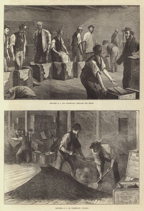 Çay Deposunda Eskizler (gravür) by English School
