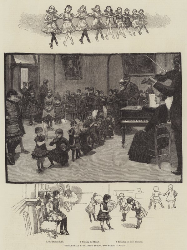 Sahne Dansı Eğitim Okulunda Eskizler (gravür) by English School