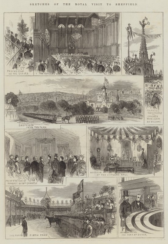 Sheffield Kraliyet Ziyaretinin Eskizleri (gravür) by English School