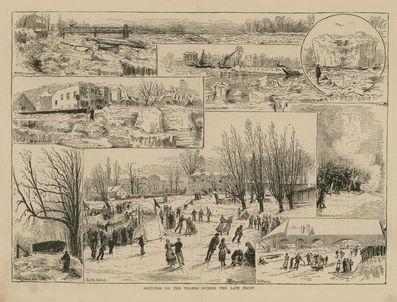 Geç don sırasında Thames üzerinde eskizler by English School