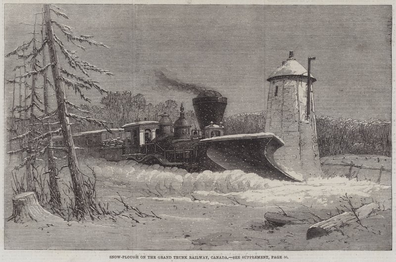 Grand Trunk Demiryolu, Kanada (gravür) üzerinde kar küreme by English School
