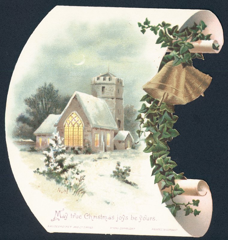 Kar sahnesi ve Kilise, Noel Kartı by English School