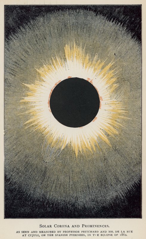 Profesör Pritchard ve Bay De La Rue tarafından görüldüğü ve ölçüldüğü şekliyle Solar Corona ve Prominences… (renkli taş) by English School
