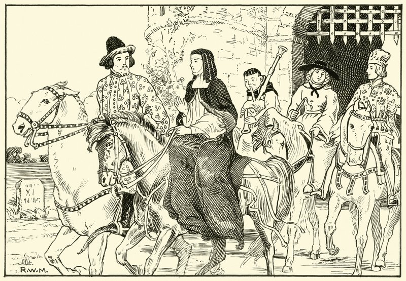 Canterbury Hacılarından bazıları (kağıt üzerine mürekkep) by English School
