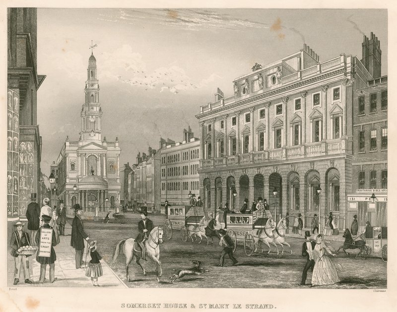 Somerset House ve St Mary-le-Strand, The Strand, Londra by English School