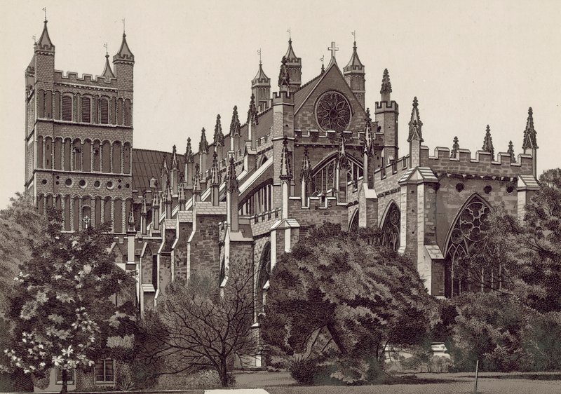 Güney Doğu, Exeter Katedrali (litho) by English School