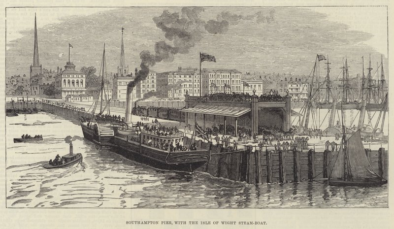 Southampton İskelesi, Isle of Wight Steam-Boat ile (gravür) by English School