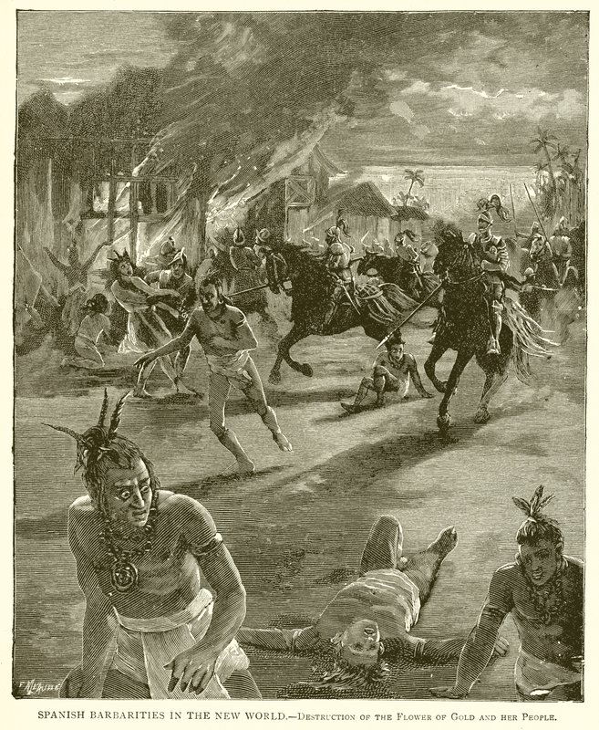 Yeni Dünyada İspanyol Barbarlıkları.--Altın Çiçeğinin ve Halkının Yıkımı by English School