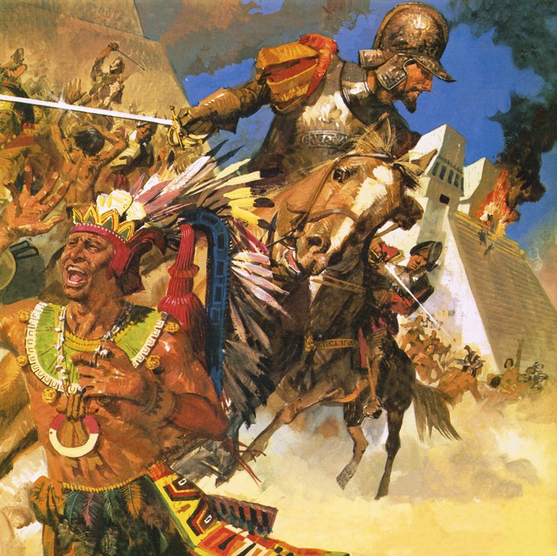 Spanish search for Aztec gold by English School