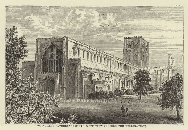 St Albans Katedrali, güney batı görünümü, restorasyondan önce by English School