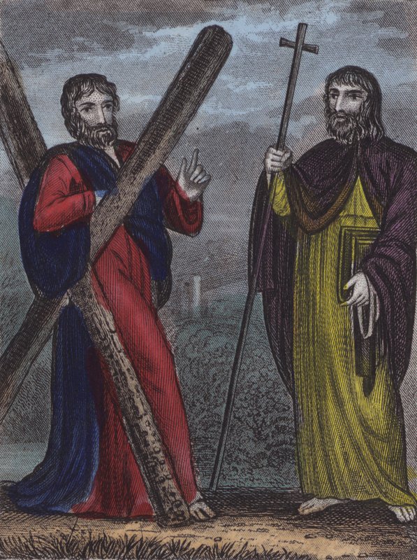 Aziz Andrew, Aziz Philip (renkli gravür) by English School