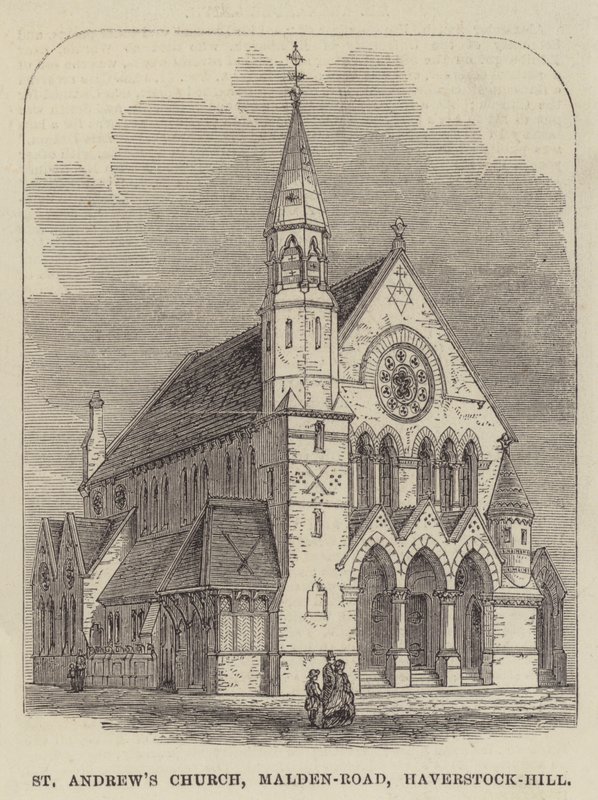 St Andrew Kilisesi, Malden-Road, Haverstock-Hill (gravür) by English School