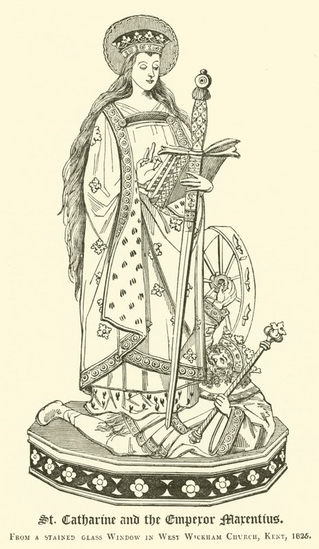 Aziz Catharine ve İmparator Marentius (gravür) by English School