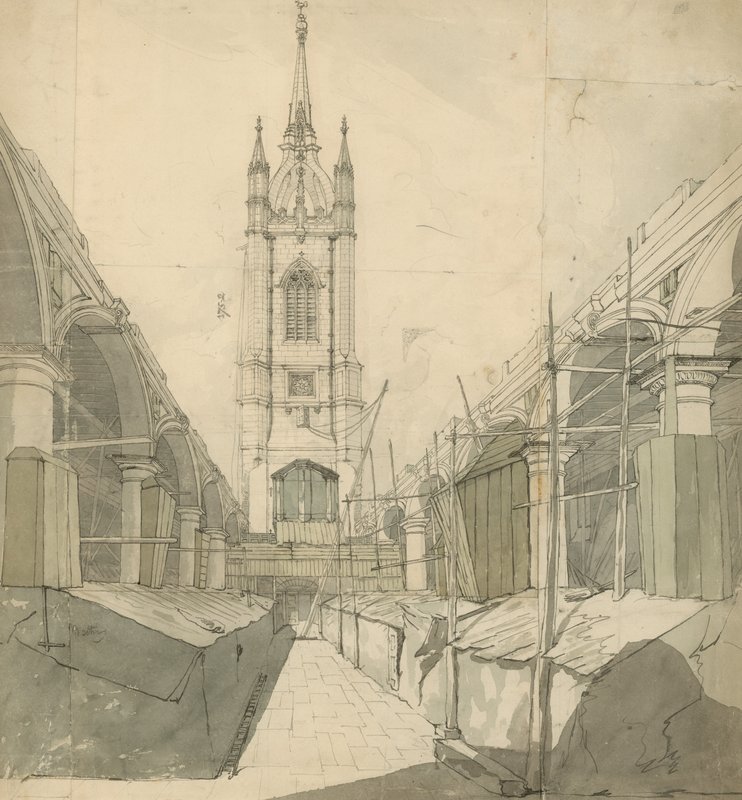 St Dunstan-in-the-East, Londra (kağıt üzerinde wc) by English School