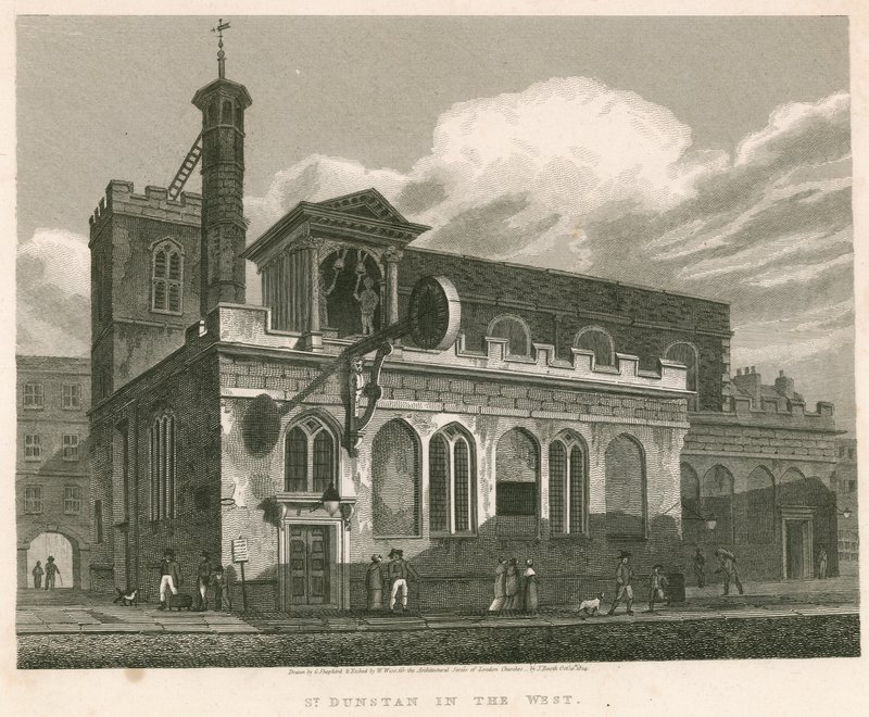 Batıda Aziz Dunstan; St Dunstans Kilisesi, Fleet Street, Londra by English School
