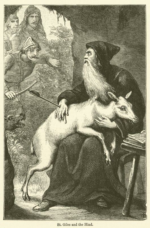 Aziz Giles ve Hind (gravür) by English School