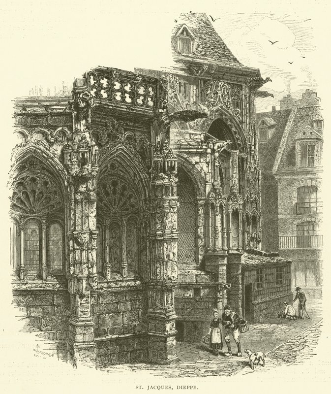 St Jacques, Dieppe (gravür) by English School