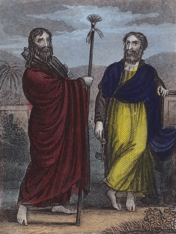 St James the Great, St Peter (renkli gravür) by English School