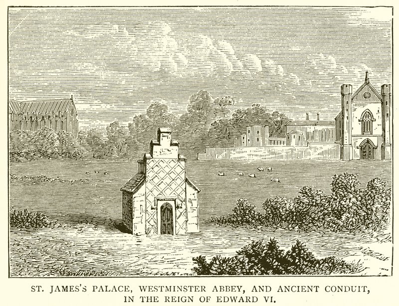 Edward VI Döneminde St. James Sarayı, Westminster Manastırı ve Antik Conduit by English School