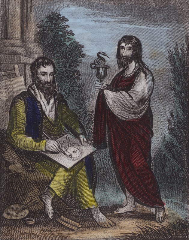 St Luke, St John (renkli gravür) by English School