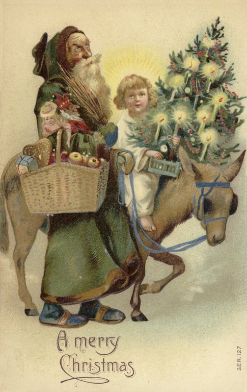 Noel Ağacı ve hediyeler ile St Nicholas ve İsa Mesih by English School