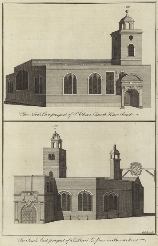 St Olave Kilisesi, Hart Street ve St Peter le Poor Kilisesi, Broad Street, Londra by English School