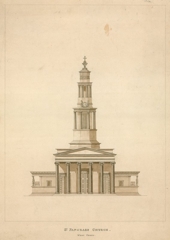 St Pancras Kilisesi, Londra; batı cephesi by English School