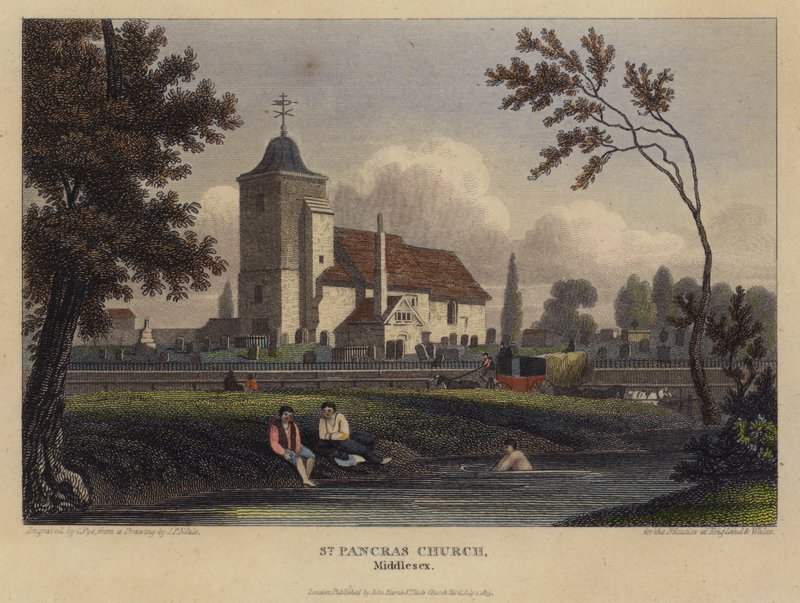 St Pancras Kilisesi, Middlesex (renkli gravür) by English School