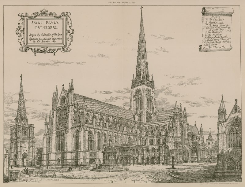 St Paul Katedrali, Londra, kulenin yıkılmasından önce by English School