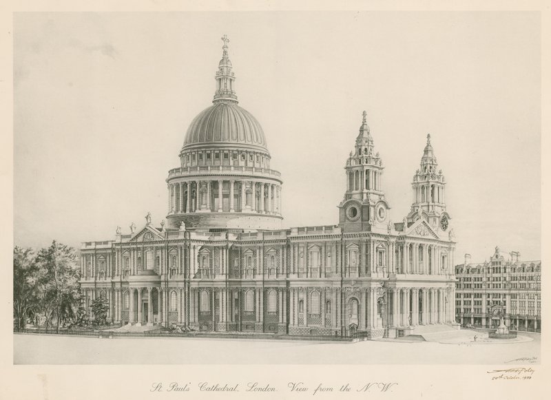 St Pauls Katedrali, Londra, kuzey batıdan görünüm by English School