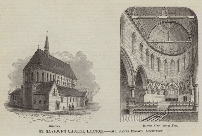 Aziz Kurtarıcı Kilisesi, Hoxton, Bay James Brooks, Mimar (gravür) by English School