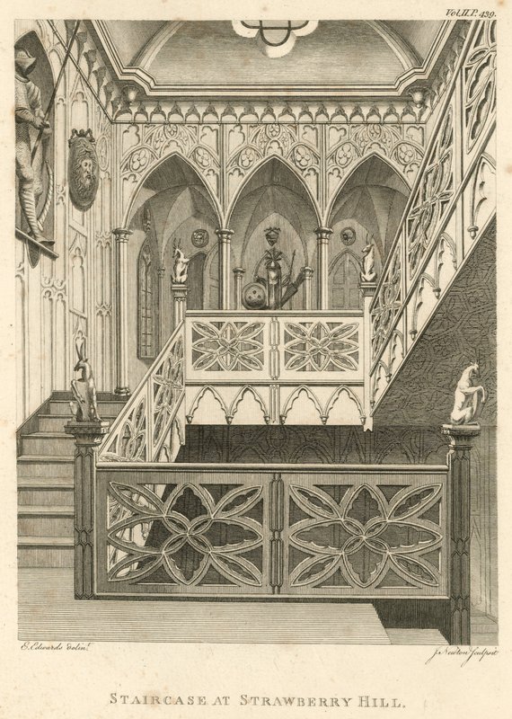 Strawberry Hill, Twickenham, Londra'daki merdiven by English School