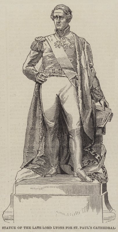 Aziz Paul Katedrali için geç Lord Lyons heykeli (gravür) by English School