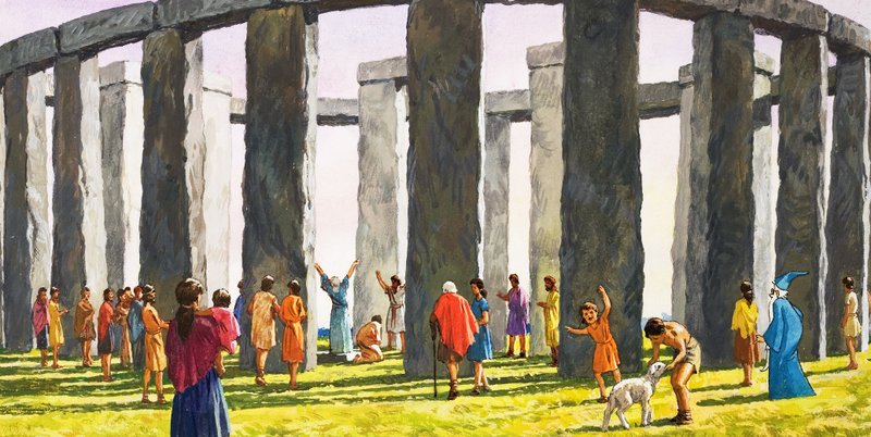 Stonehenge (kağıt üzerine guaj) by English School