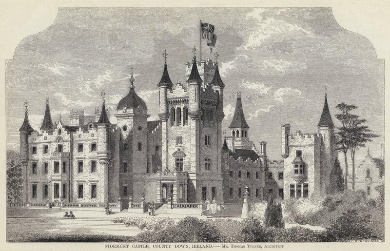 Stormont Kalesi, County Down, İrlanda (gravür) by English School