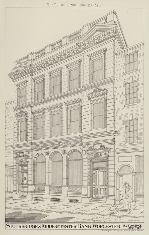 Stourbridge ve Kidderminster Bank, Worcester (gravür) by English School
