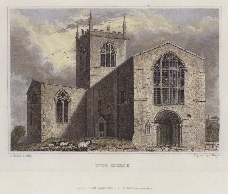 Stow Kilisesi, Lincolnshire (renkli gravür) by English School