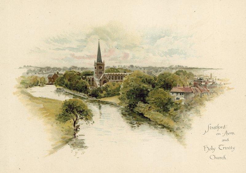 Stratford-upon-Avon ve Holy Trinity Kilisesi by English School